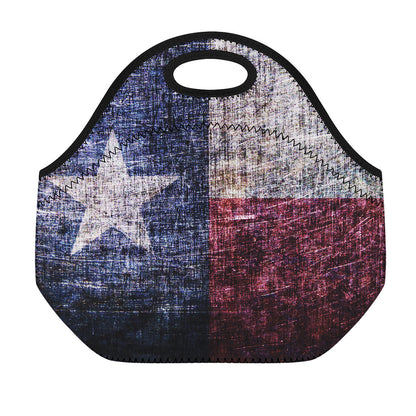 Grunge Texas Flag Print Neoprene Lunch Bag