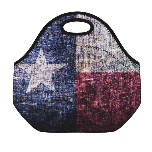 Grunge Texas Flag Print Neoprene Lunch Bag