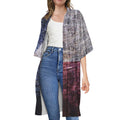 Grunge Texas Flag Print Open Front Beach Cover Up