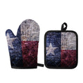 Grunge Texas Flag Print Oven Mitt And Pot Holder Set