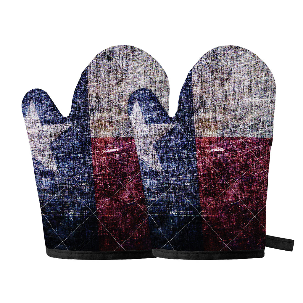 Grunge Texas Flag Print Oven Mitts
