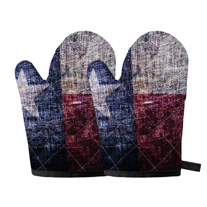 Grunge Texas Flag Print Oven Mitts