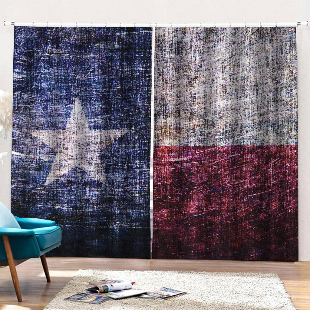 Grunge Texas Flag Print Pencil Pleat Curtains