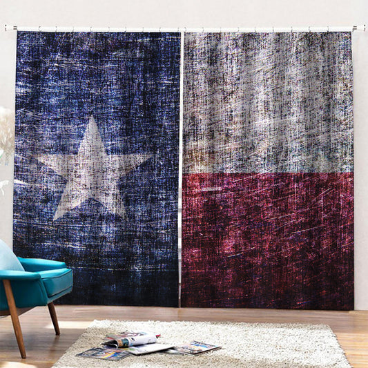 Grunge Texas Flag Print Pencil Pleat Curtains