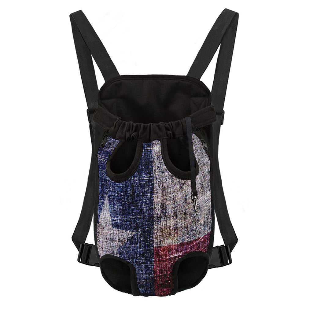 Grunge Texas Flag Print Pet Carrier Backpack