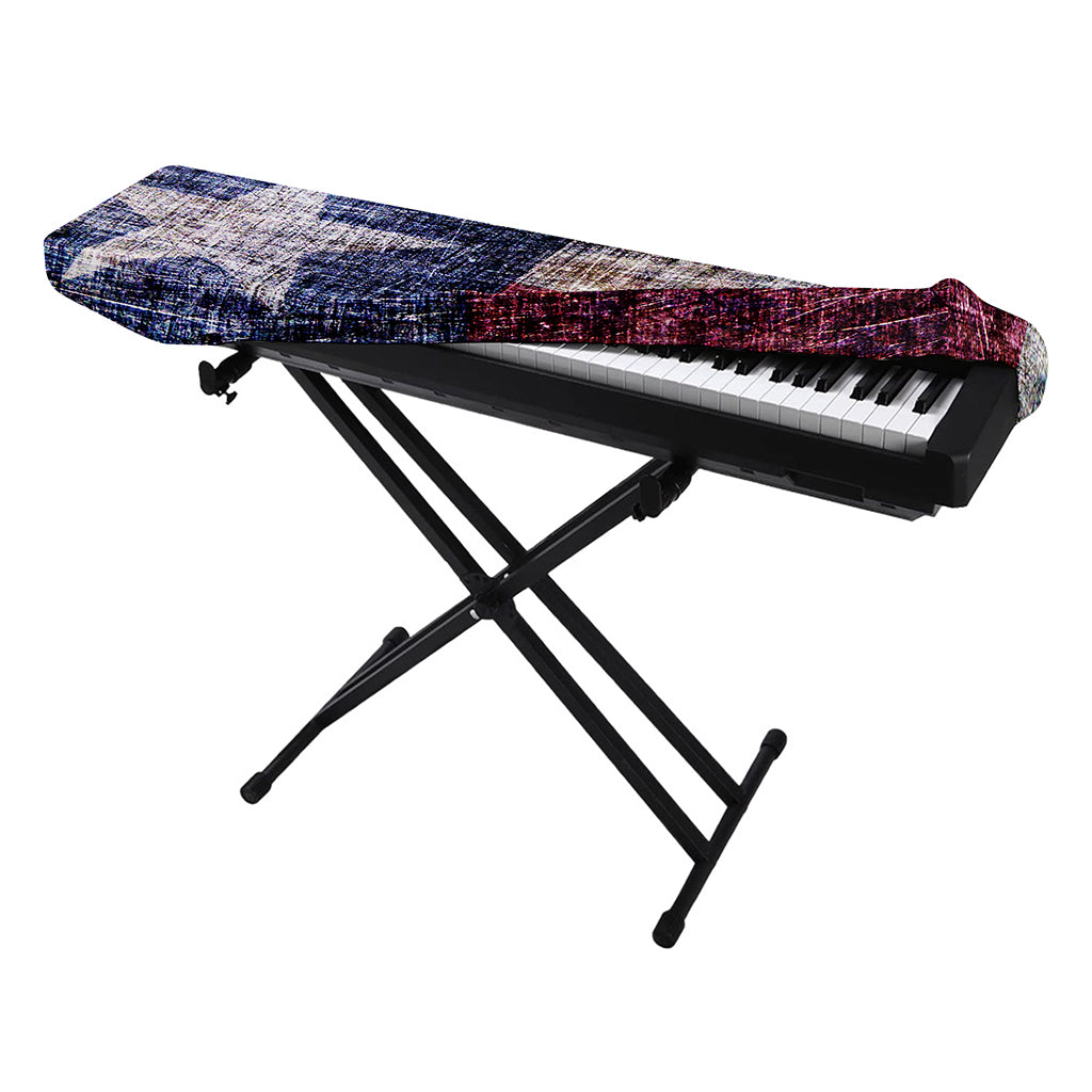 Grunge Texas Flag Print Piano Keyboard Cover