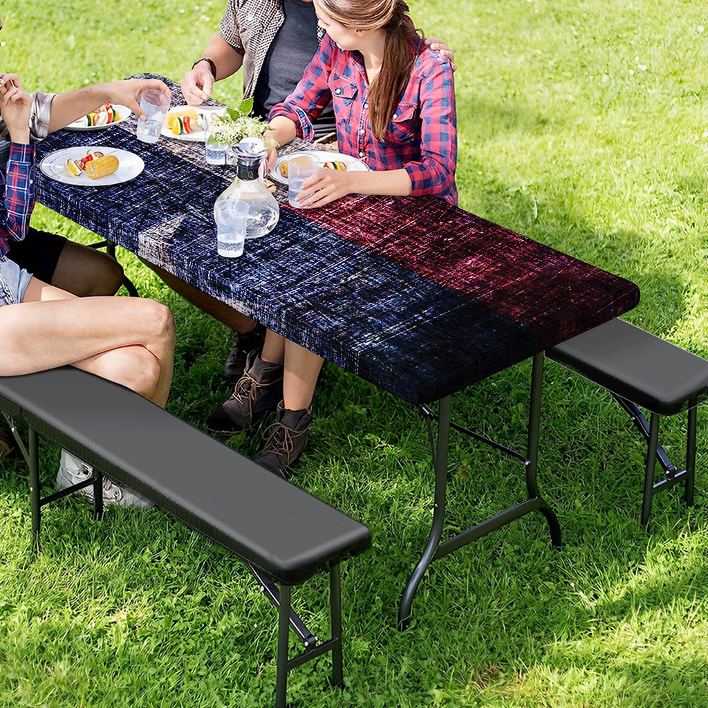 Grunge Texas Flag Print Picnic Table Cover
