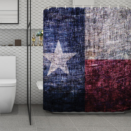 Grunge Texas Flag Print Polyester Shower Curtain