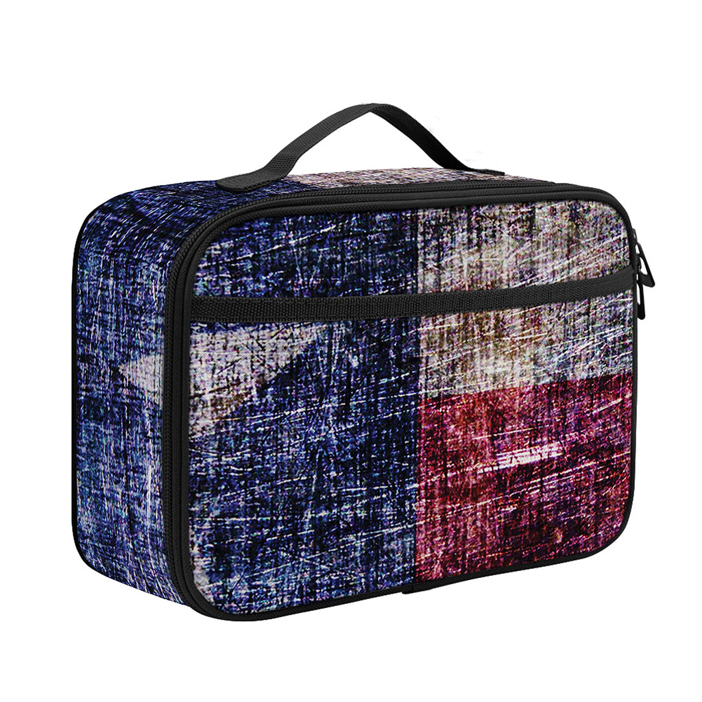 Grunge Texas Flag Print Portable Lunch Bag