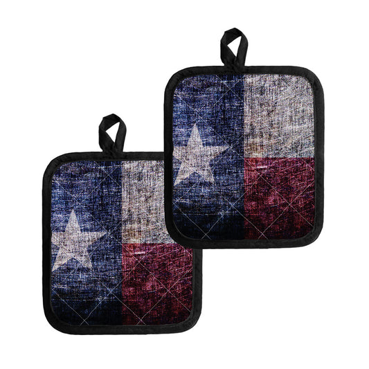 Grunge Texas Flag Print Pot Holders