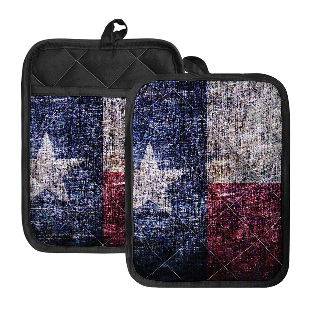 Grunge Texas Flag Print Pot Holders With Pocket