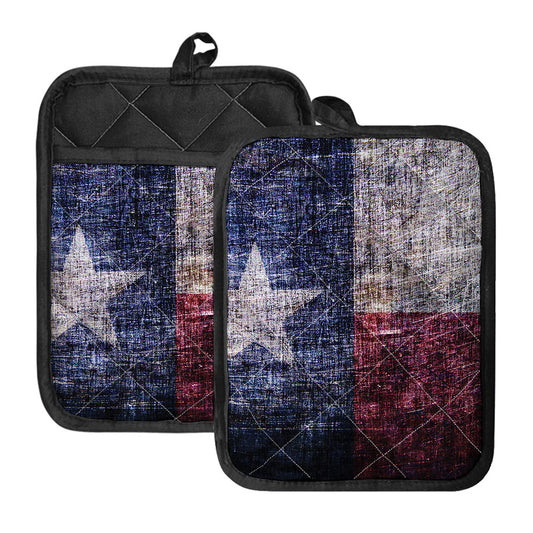 Grunge Texas Flag Print Pot Holders With Pocket