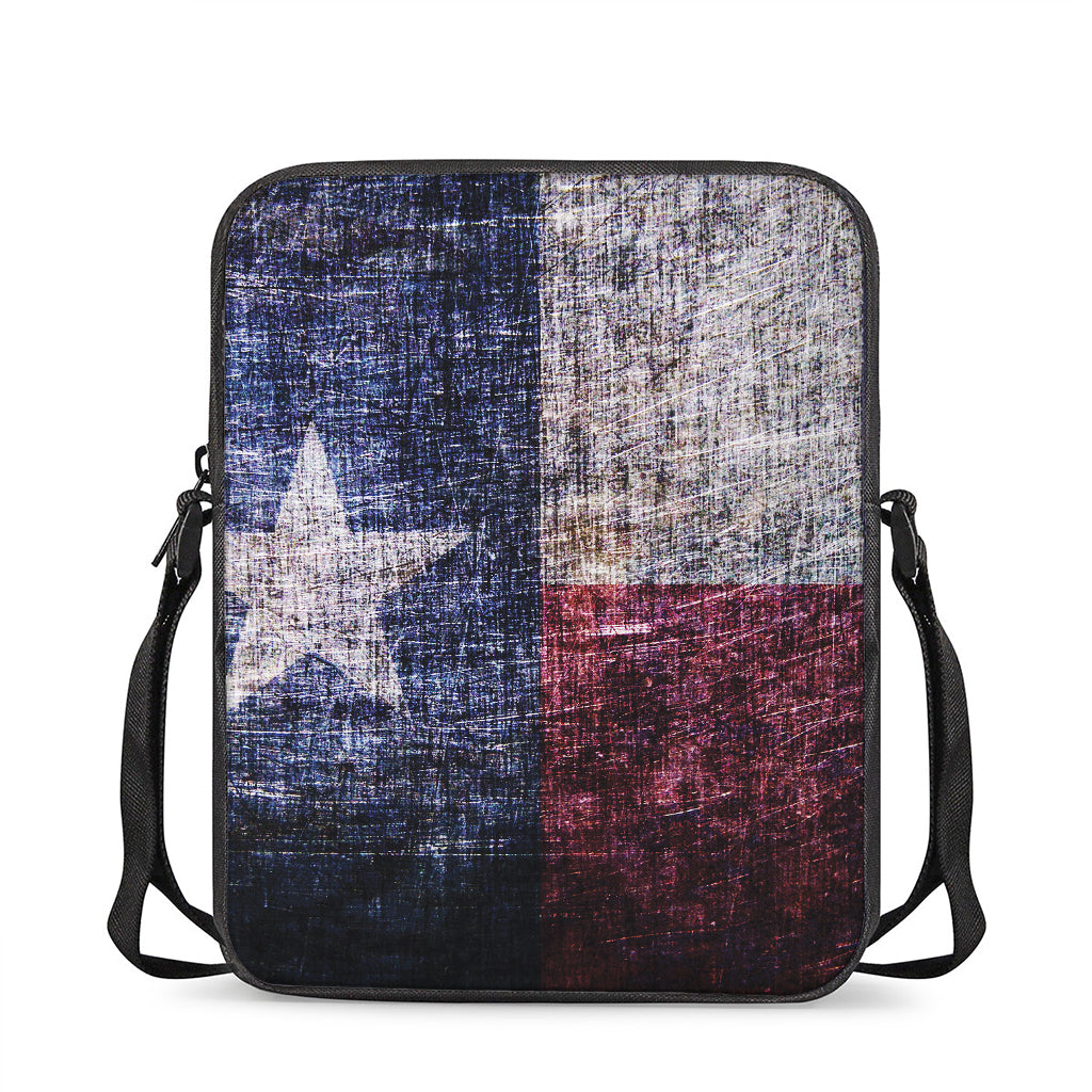 Grunge Texas Flag Print Rectangular Crossbody Bag