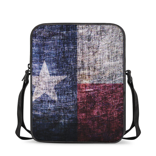 Grunge Texas Flag Print Rectangular Crossbody Bag
