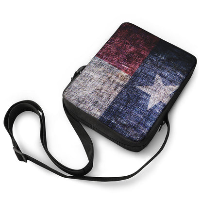Grunge Texas Flag Print Rectangular Crossbody Bag