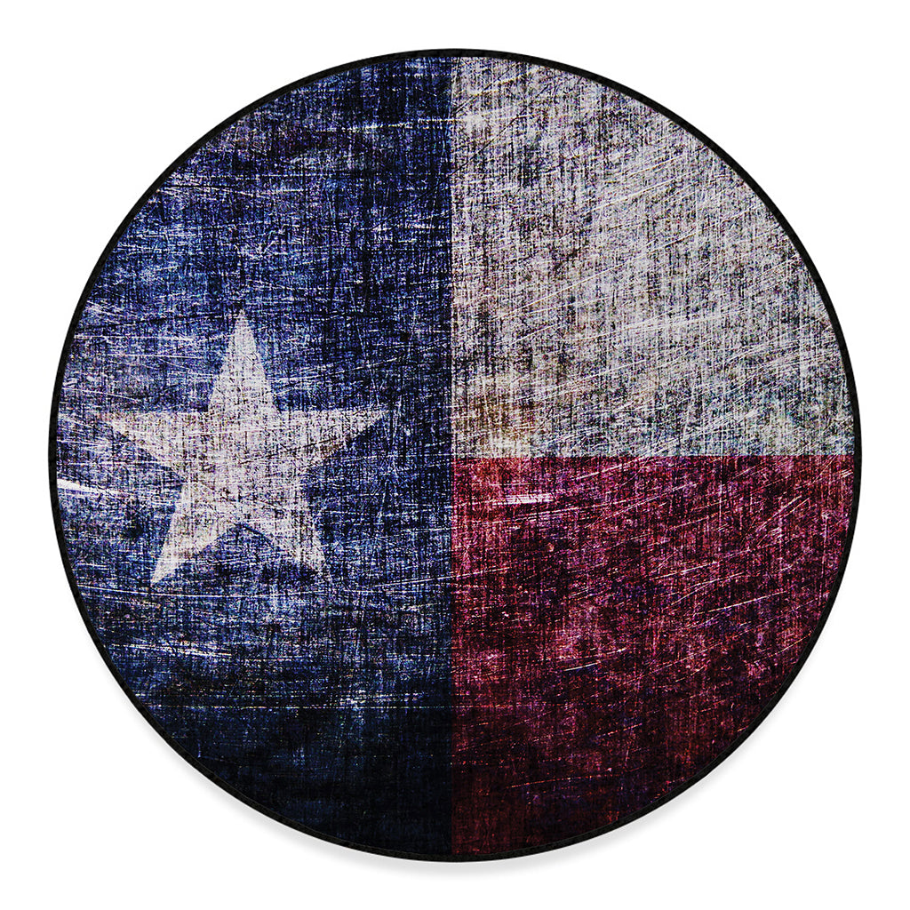 Grunge Texas Flag Print Round Floor Mat