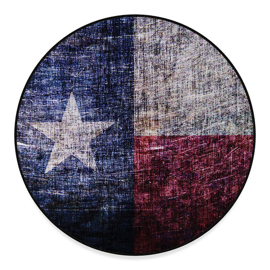 Grunge Texas Flag Print Round Floor Mat
