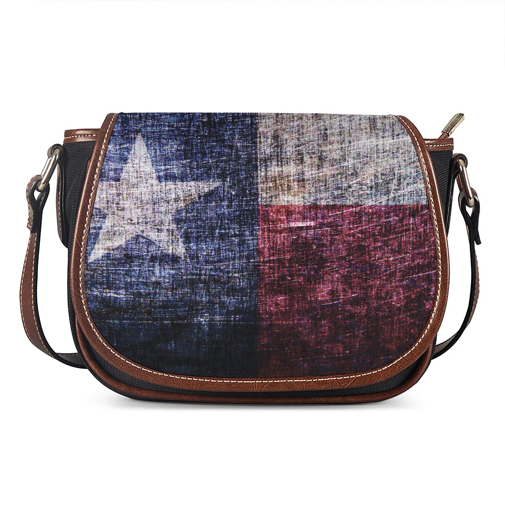Grunge Texas Flag Print Saddle Bag