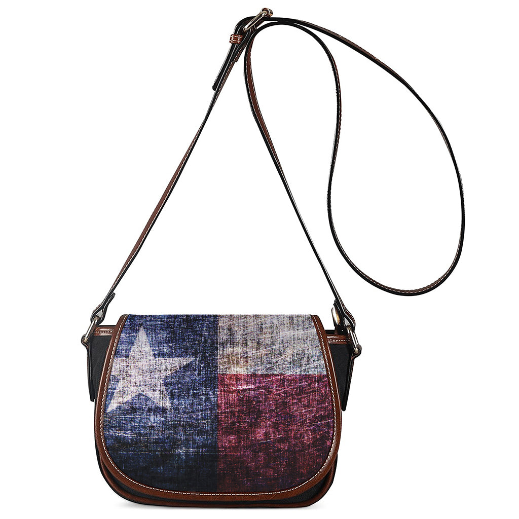 Grunge Texas Flag Print Saddle Bag
