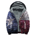 Grunge Texas Flag Print Sherpa Lined Zip Up Hoodie