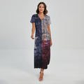 Grunge Texas Flag Print Short Sleeve Maxi Dress