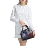 Grunge Texas Flag Print Shoulder Handbag