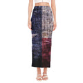 Grunge Texas Flag Print Side Slit Maxi Skirt