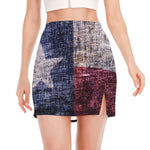 Grunge Texas Flag Print Side Slit Mini Skirt