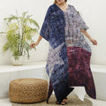 Grunge Texas Flag Print Silk V-Neck Kaftan Dress
