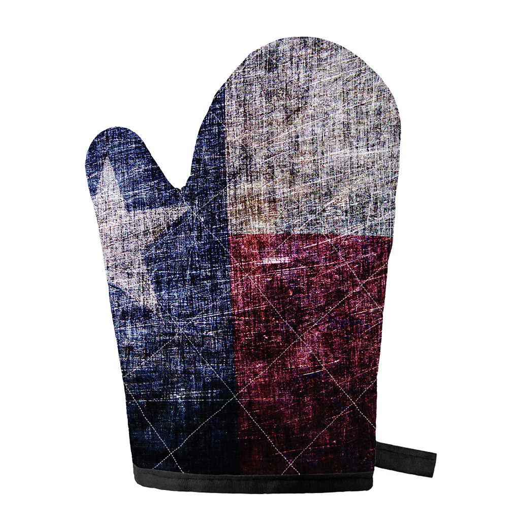 Grunge Texas Flag Print Single Oven Mitt