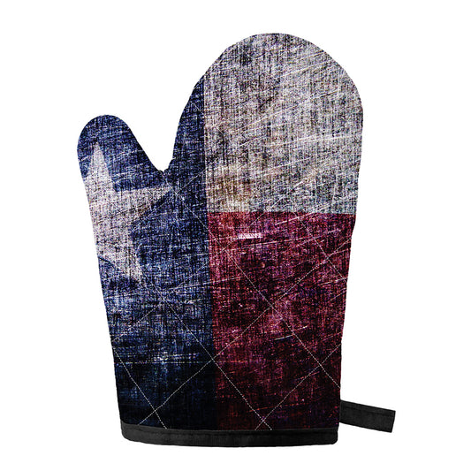 Grunge Texas Flag Print Single Oven Mitt