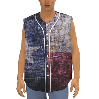 Grunge Texas Flag Print Sleeveless Baseball Jersey