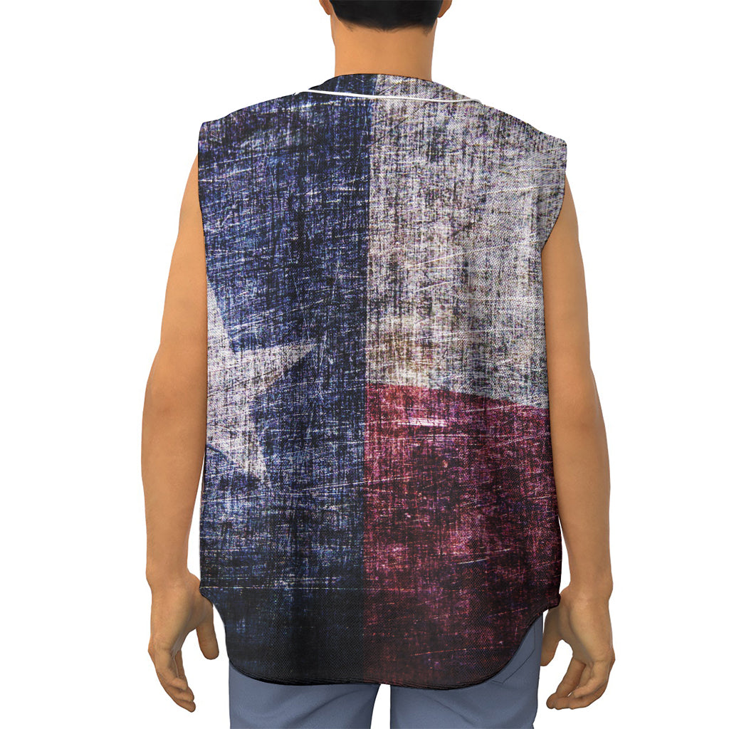 Grunge Texas Flag Print Sleeveless Baseball Jersey