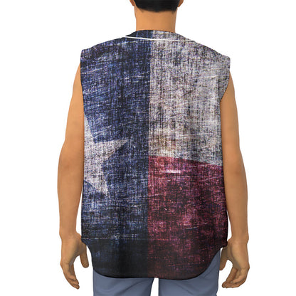 Grunge Texas Flag Print Sleeveless Baseball Jersey