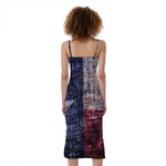 Grunge Texas Flag Print Slim Fit Midi Cami Dress