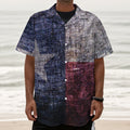 Grunge Texas Flag Print Textured Short Sleeve Shirt