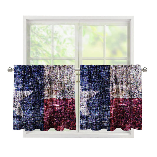 Grunge Texas Flag Print Tier Curtains