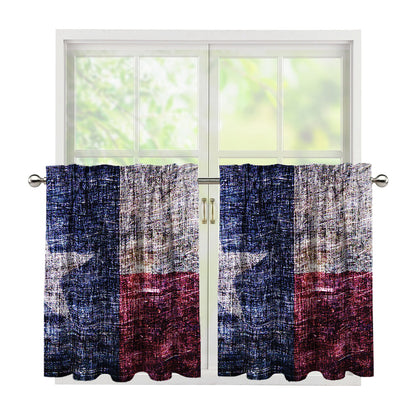 Grunge Texas Flag Print Tier Curtains