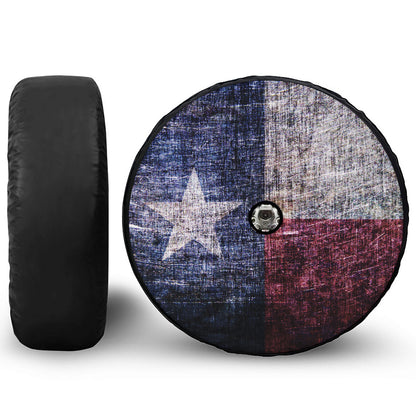 Grunge Texas Flag Print Tire Cover With Camera Hole