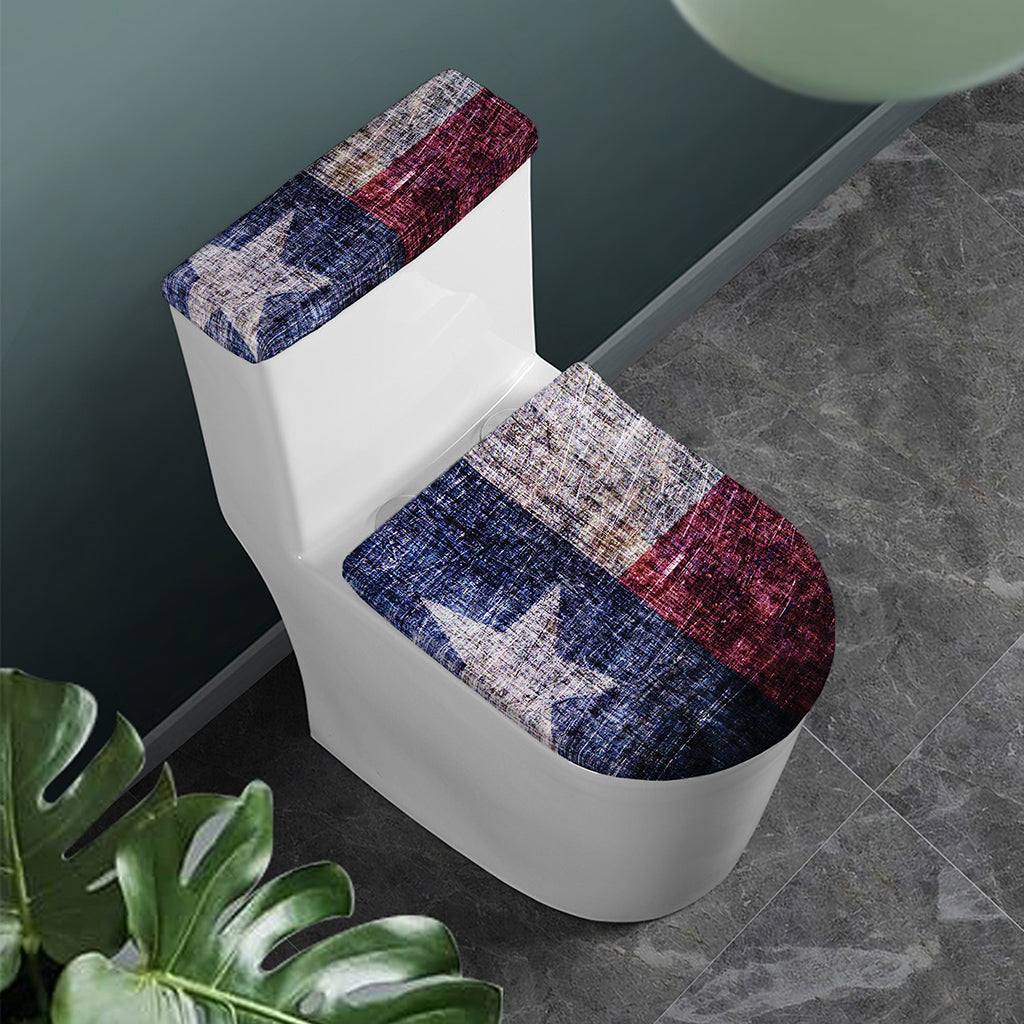 Grunge Texas Flag Print Toilet Lid And Tank Cover Set
