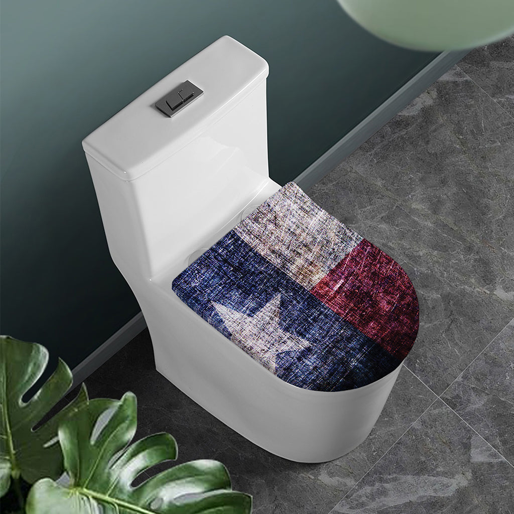 Grunge Texas Flag Print Toilet Lid Cover