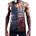 Grunge Texas Flag Print Men's Workout Tank Top