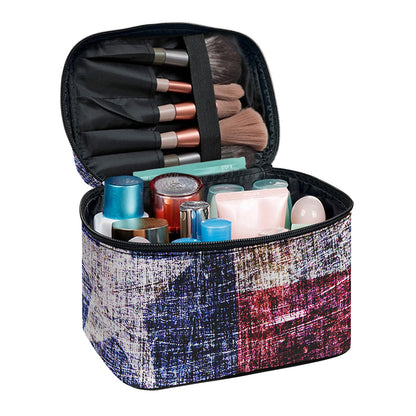 Grunge Texas Flag Print Travel Makeup Bag