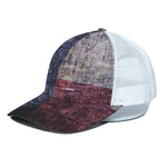 Grunge Texas Flag Print White Mesh Trucker Cap