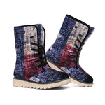 Grunge Texas Flag Print Winter Boots