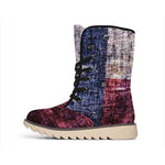Grunge Texas Flag Print Winter Boots