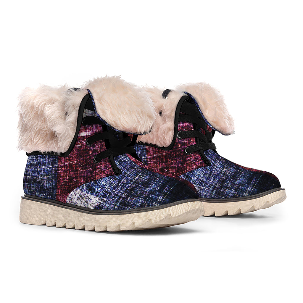 Grunge Texas Flag Print Winter Boots
