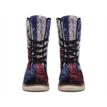 Grunge Texas Flag Print Winter Boots