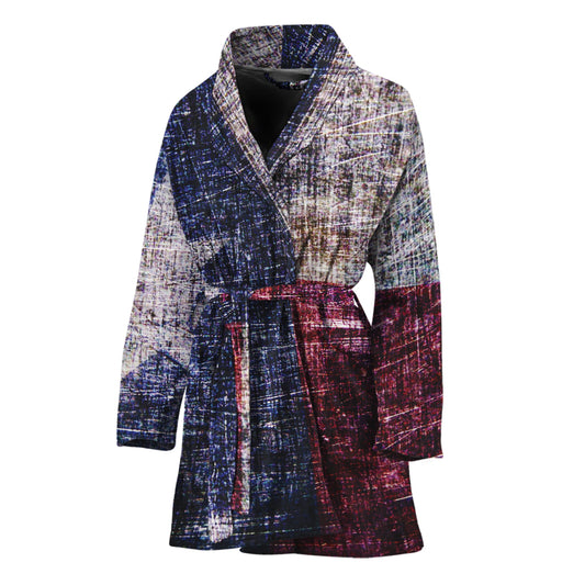Grunge Texas Flag Print Women's Bathrobe