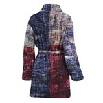Grunge Texas Flag Print Women's Bathrobe